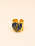 ANILLO CORAZON DE TOPACIO AZUL MARINO