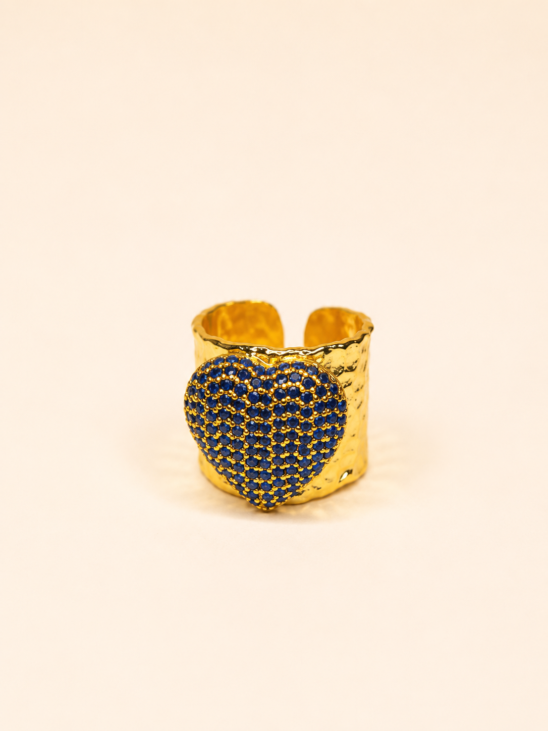 ANILLO CORAZON DE TOPACIO AZUL MARINO