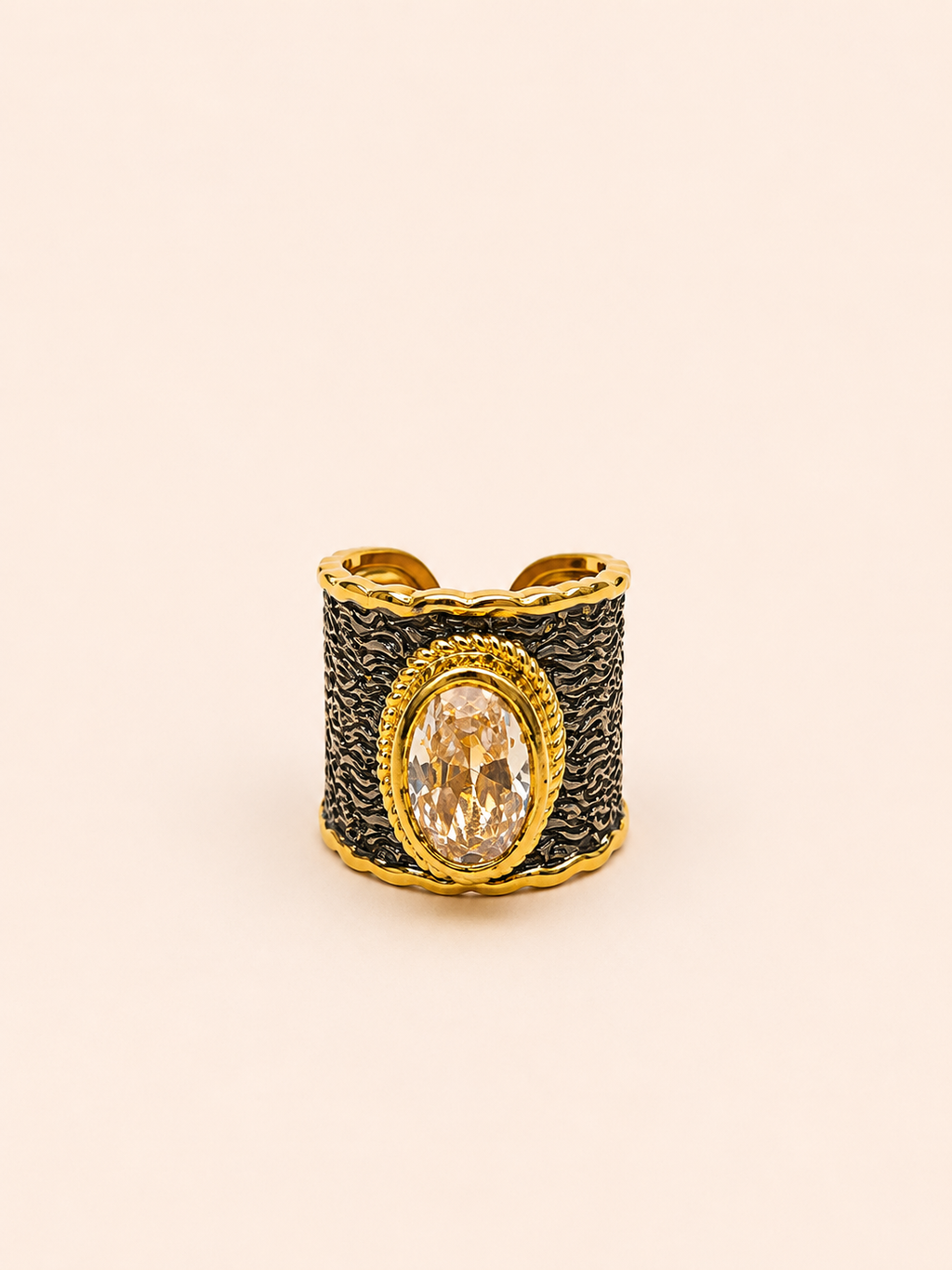ANILLO TOPACIO BLANCO BAÑO DE ORO