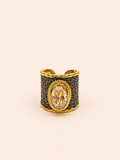 ANILLO TOPACIO BLANCO BAÑO DE ORO