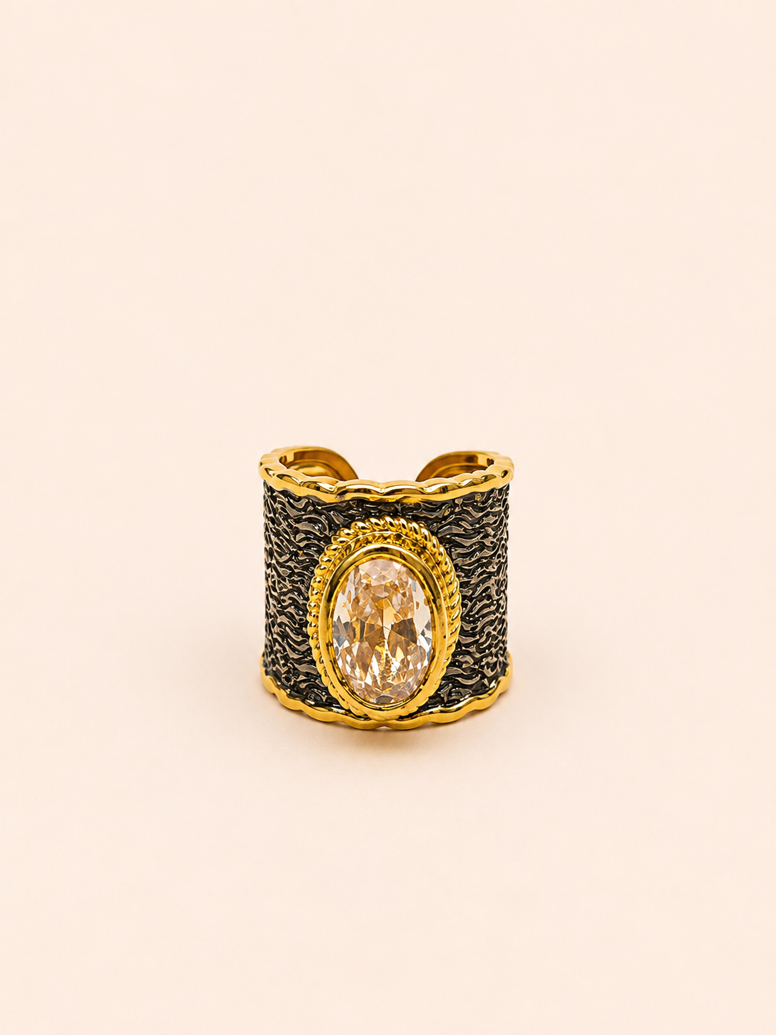 ANILLO TOPACIO BLANCO BAÑO DE ORO