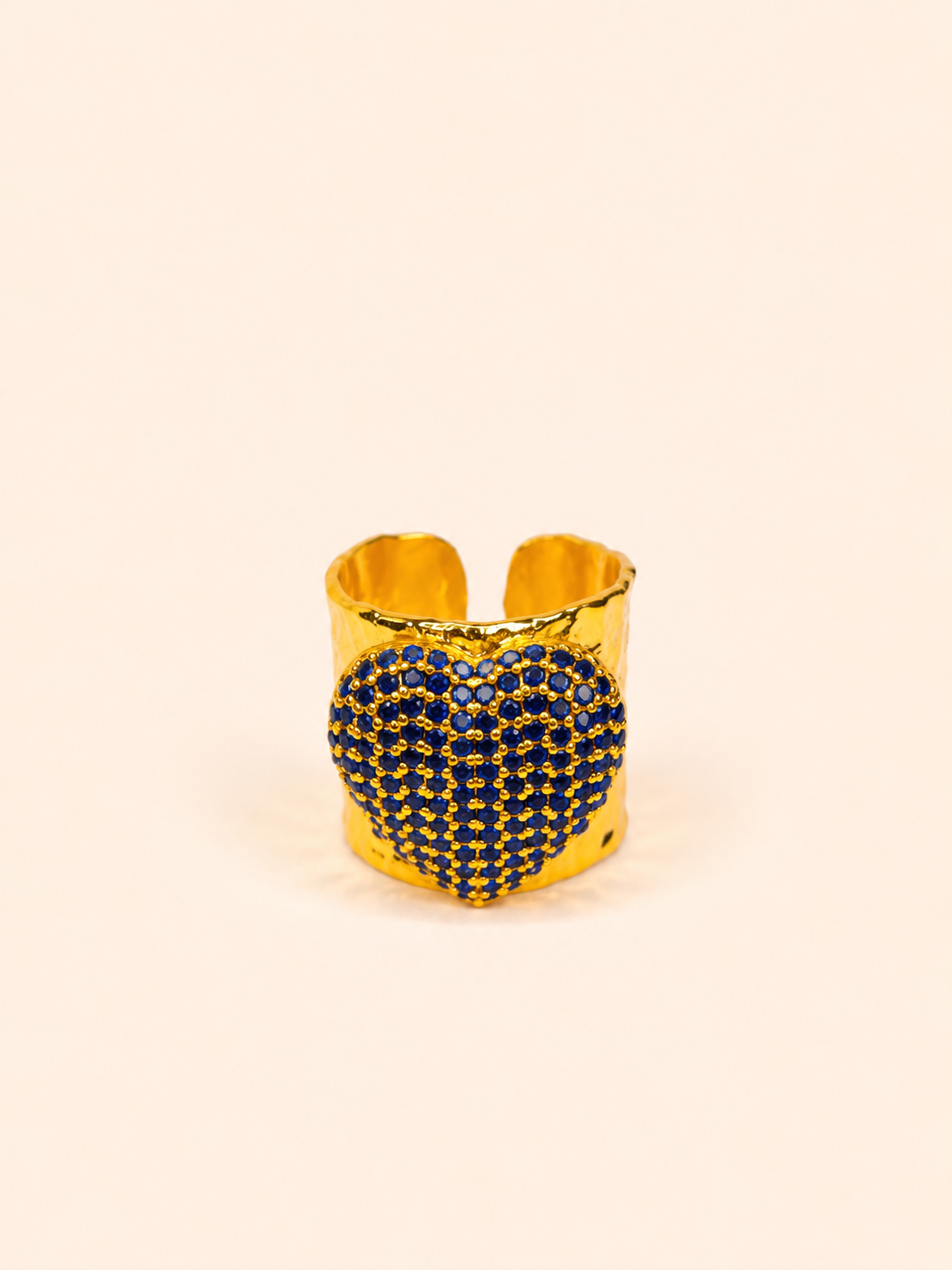 ANILLO CORAZON DE TOPACIO AZUL MARINO