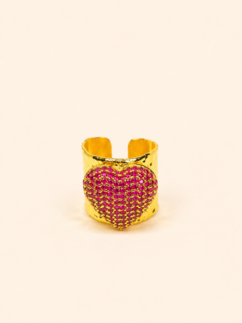 ANILLO CORAZON DE TOPACIO ROSA